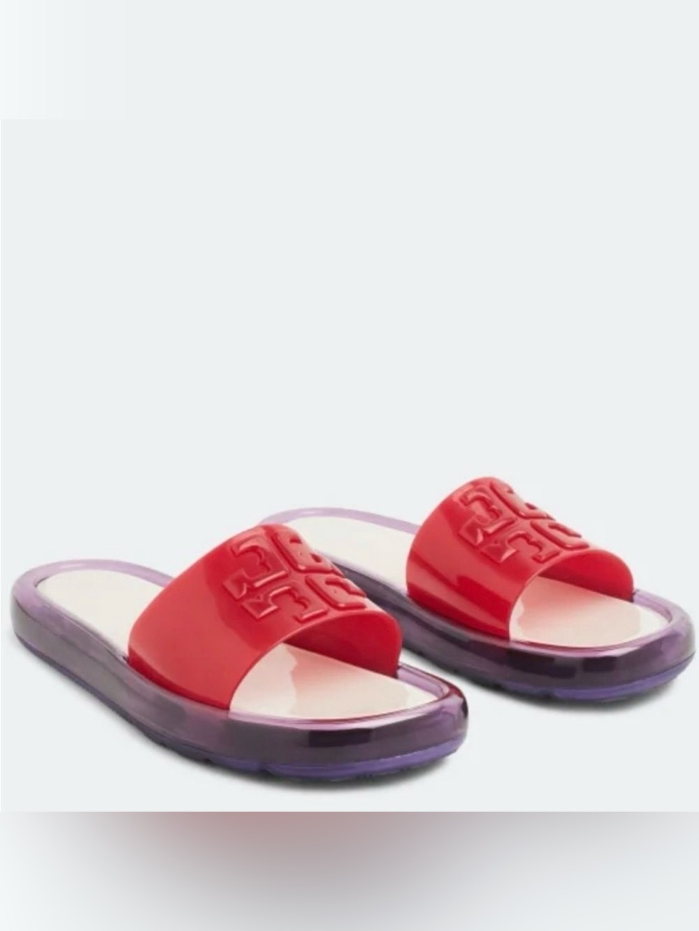 Tory Burch Bubble Jelly Slides in Purple/Red - size 9